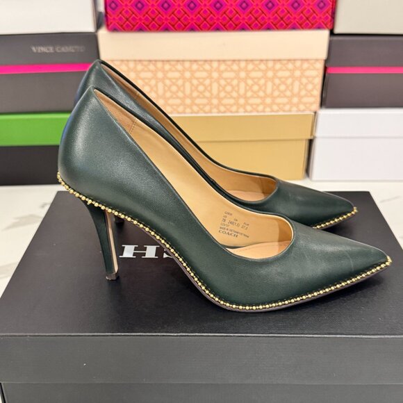 Like New Coach Waverly Pump with Beadchain Amazon Green - Picture 2 of 13